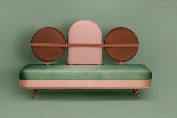 Jimi Sofa in Green + Pink