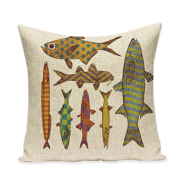 Modern Small Fishes Throw Pillow Case