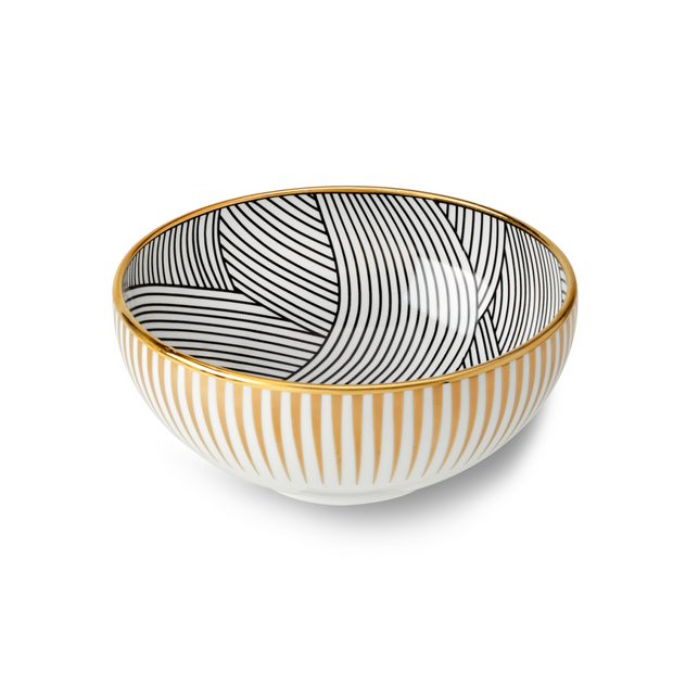 Lustre - Bowl Inner Black Dhow, Outer Gold Stripe