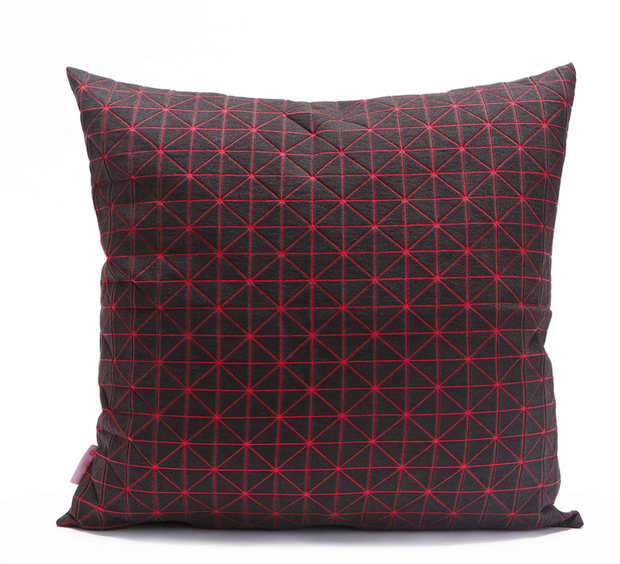Black on Pink Square Geometric Cushion Cover