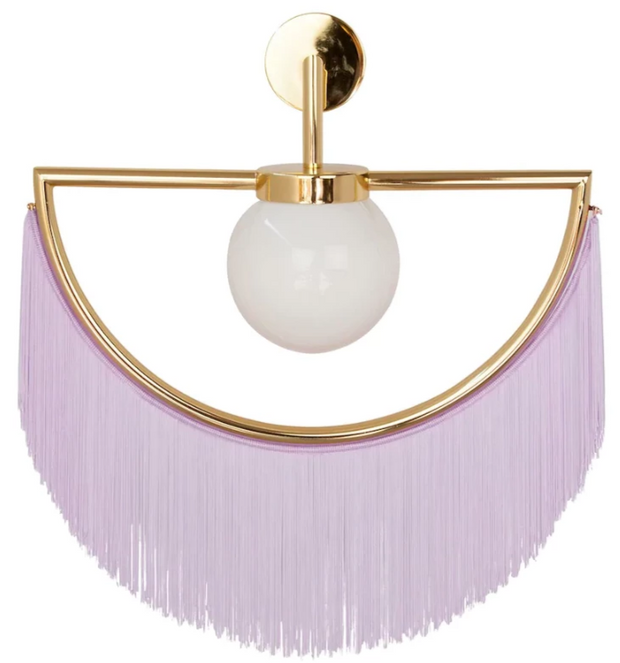 Wink Gold-Plated Wall Lamp with Purple Fringes