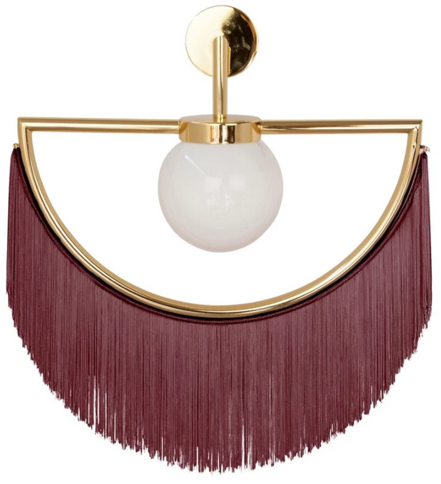 Wink Gold-Plated Wall Lamp with Maroon Fringes