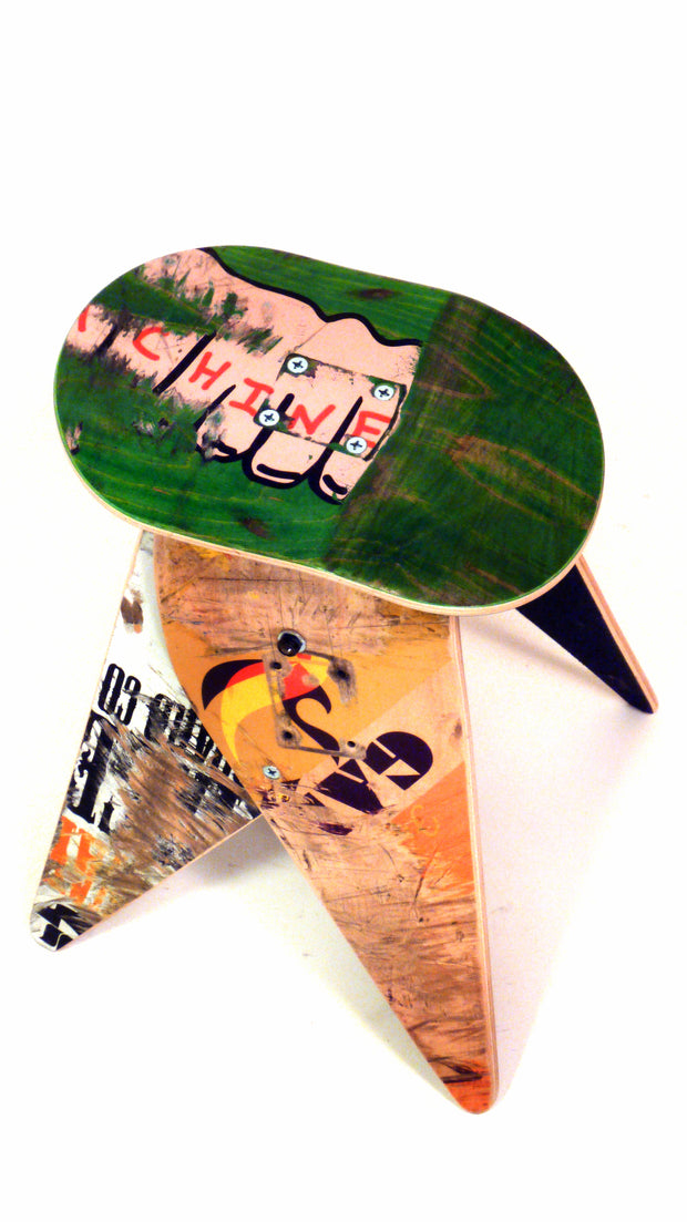 Handmade Recycled Skateboard Stool
